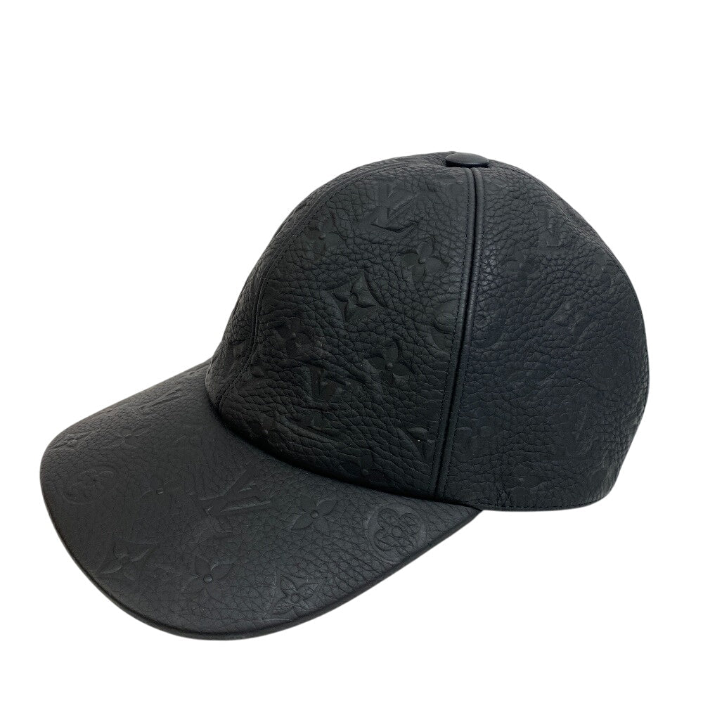 LOUIS VUITTON cap MP2605 leather black Leather Cap Monogram Newsboy Cap mens