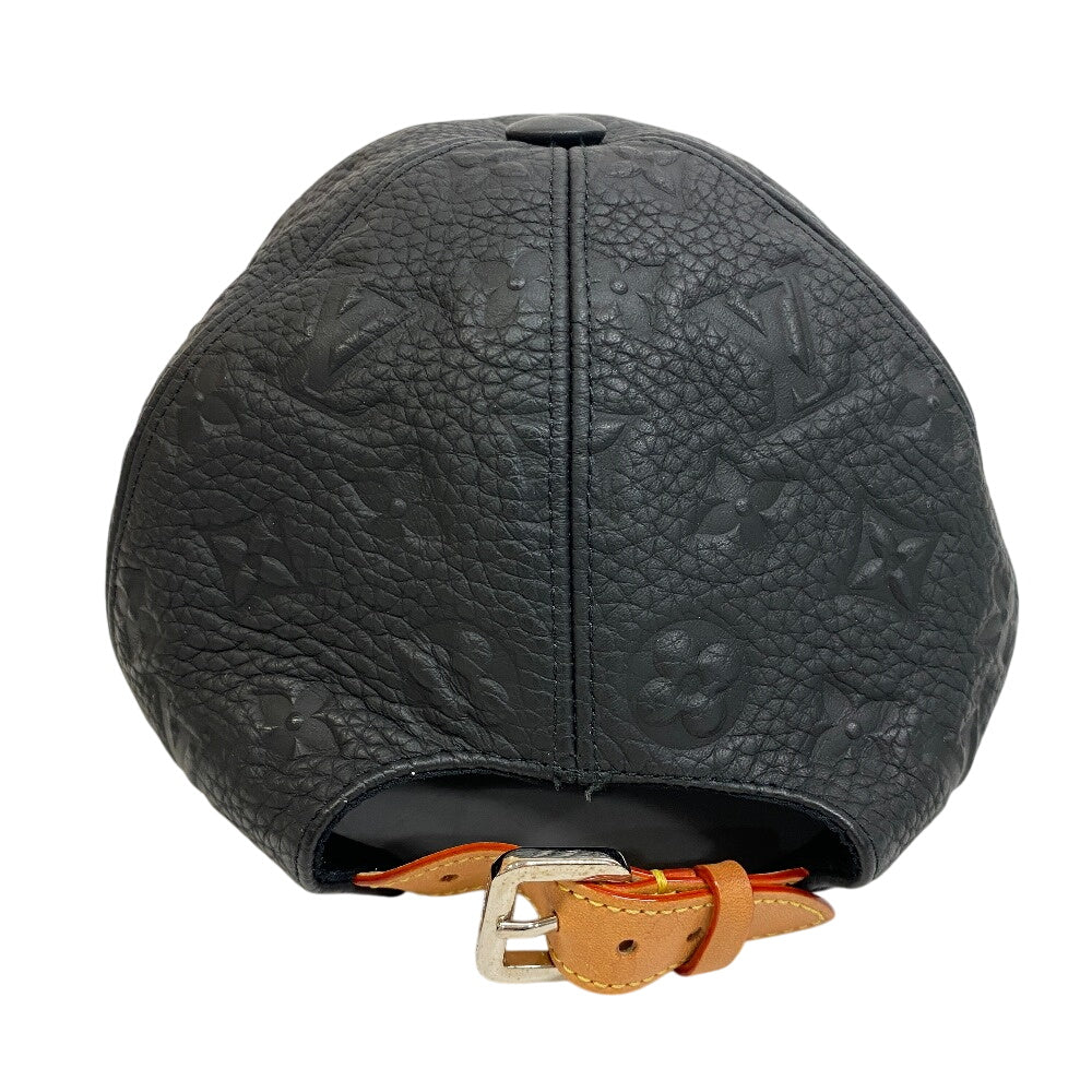 LOUIS VUITTON cap MP2605 leather black Leather Cap Monogram Newsboy Cap mens