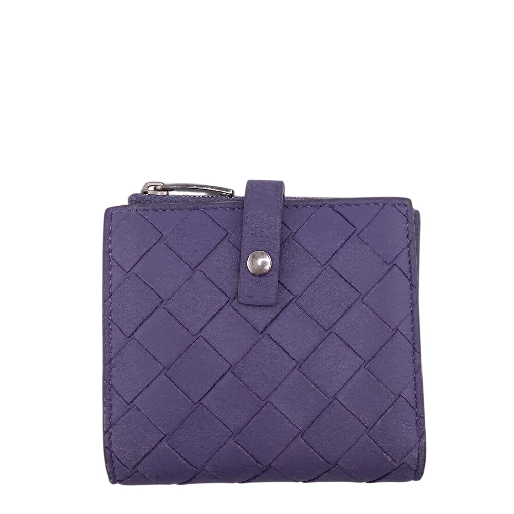 BOTTEGAVENETA Bifold Wallet 600270 leather purple Zip MAXI INTRECCIATO Women
