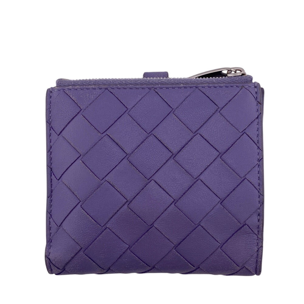 BOTTEGAVENETA Bifold Wallet 600270 leather purple Zip MAXI INTRECCIATO Women
