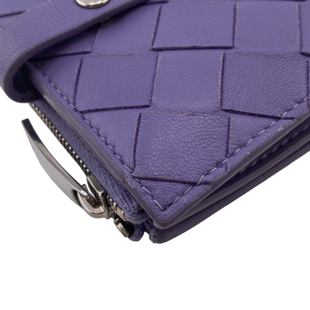 BOTTEGAVENETA Bifold Wallet 600270 leather purple Zip MAXI INTRECCIATO Women