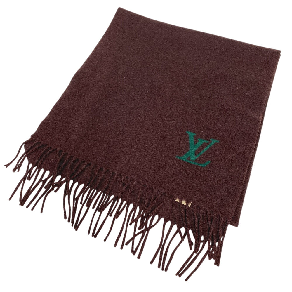 LOUIS VUITTON Scarf cashmere Brown LV logo Cashmere 100% Stall shawl mens(Unisex)