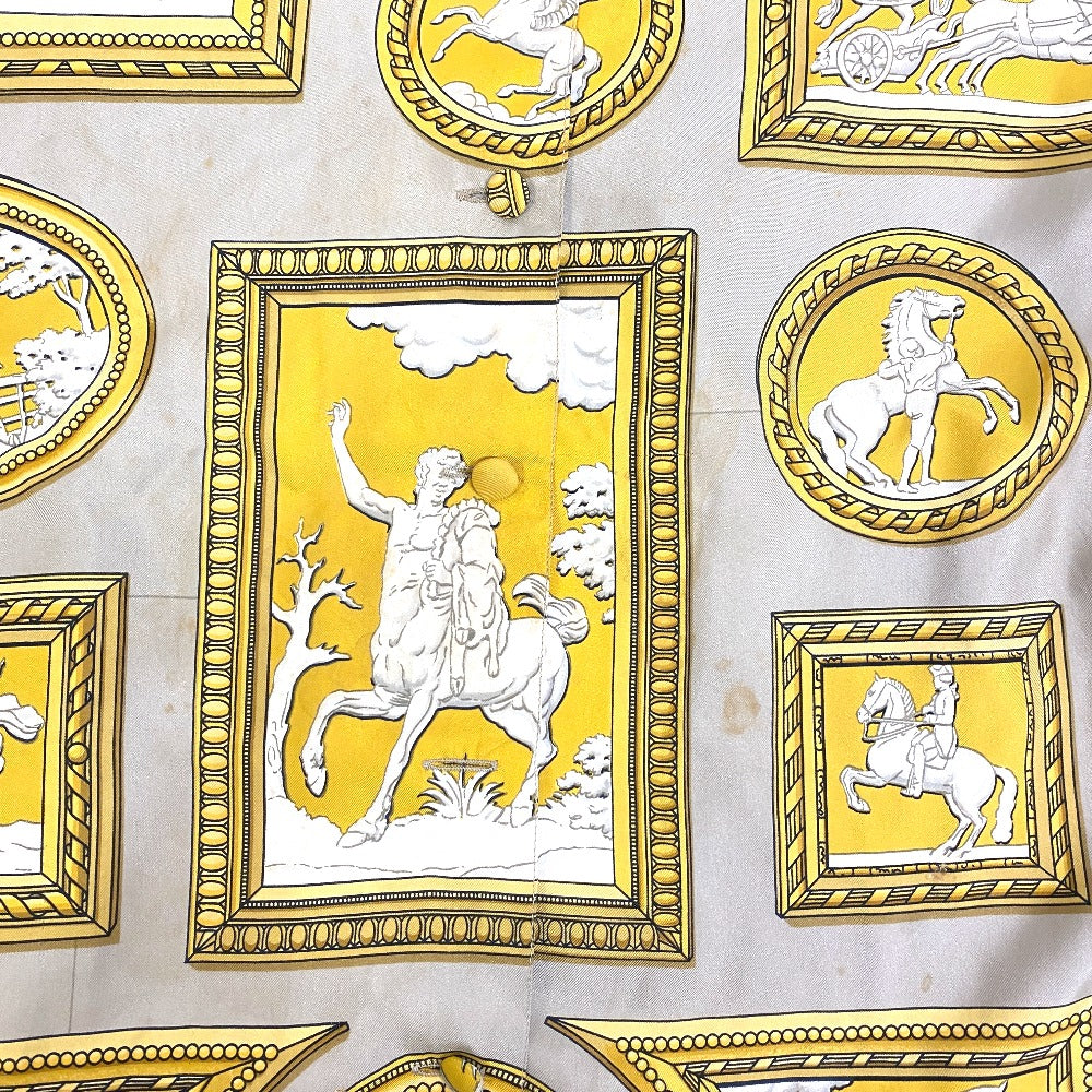 HERMES Long-sleeved T-shirt silk multicolor Carriage Pattern Women 40