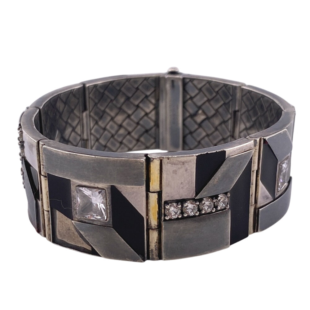 BOTTEGAVENETA bracelet Stainless Steel Silver Bangle By color Rhinestone bijou Women(Unisex)