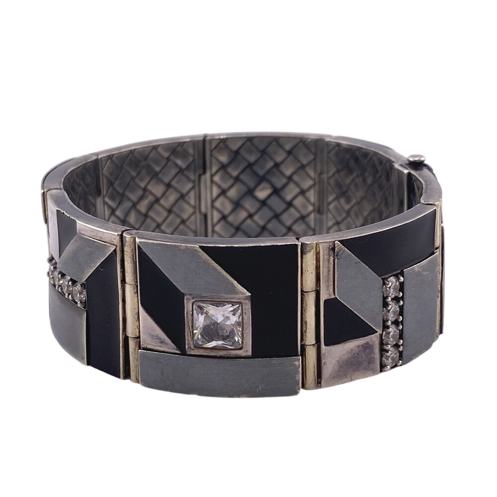 BOTTEGAVENETA bracelet Stainless Steel Silver Bangle By color Rhinestone bijou Women(Unisex)