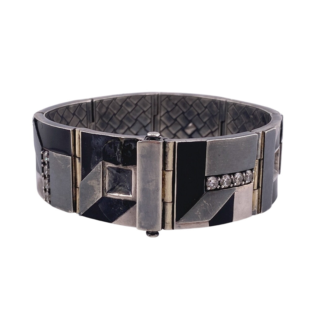 BOTTEGAVENETA bracelet Stainless Steel Silver Bangle By color Rhinestone bijou Women(Unisex)