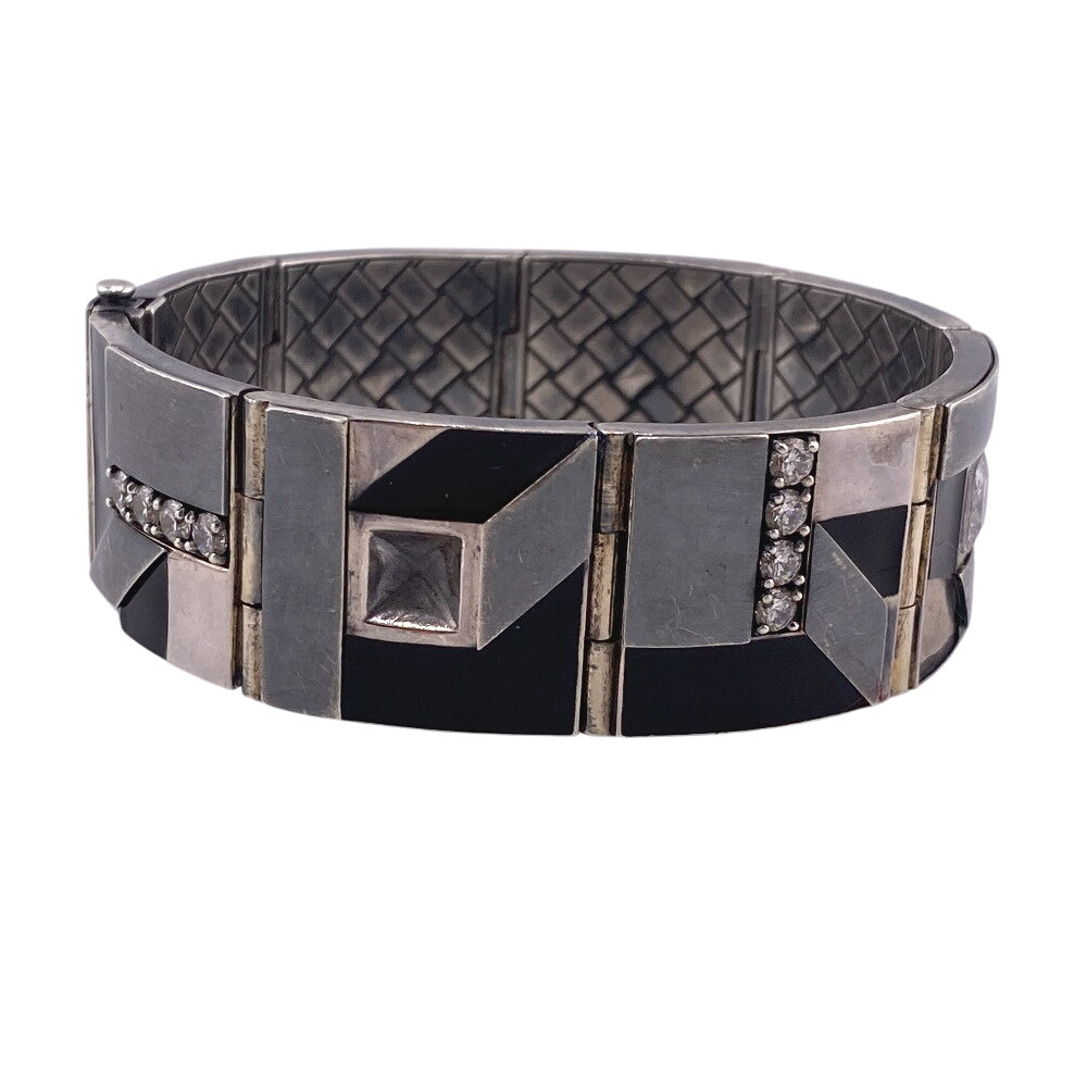 BOTTEGAVENETA bracelet Stainless Steel Silver Bangle By color Rhinestone bijou Women(Unisex)