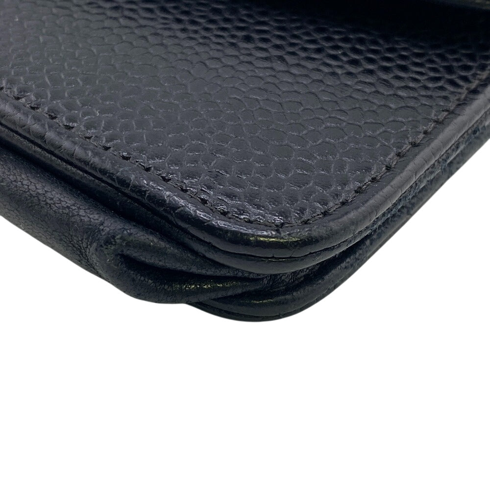 CHANEL Long Wallet Purse Caviar skin black COCO Mark