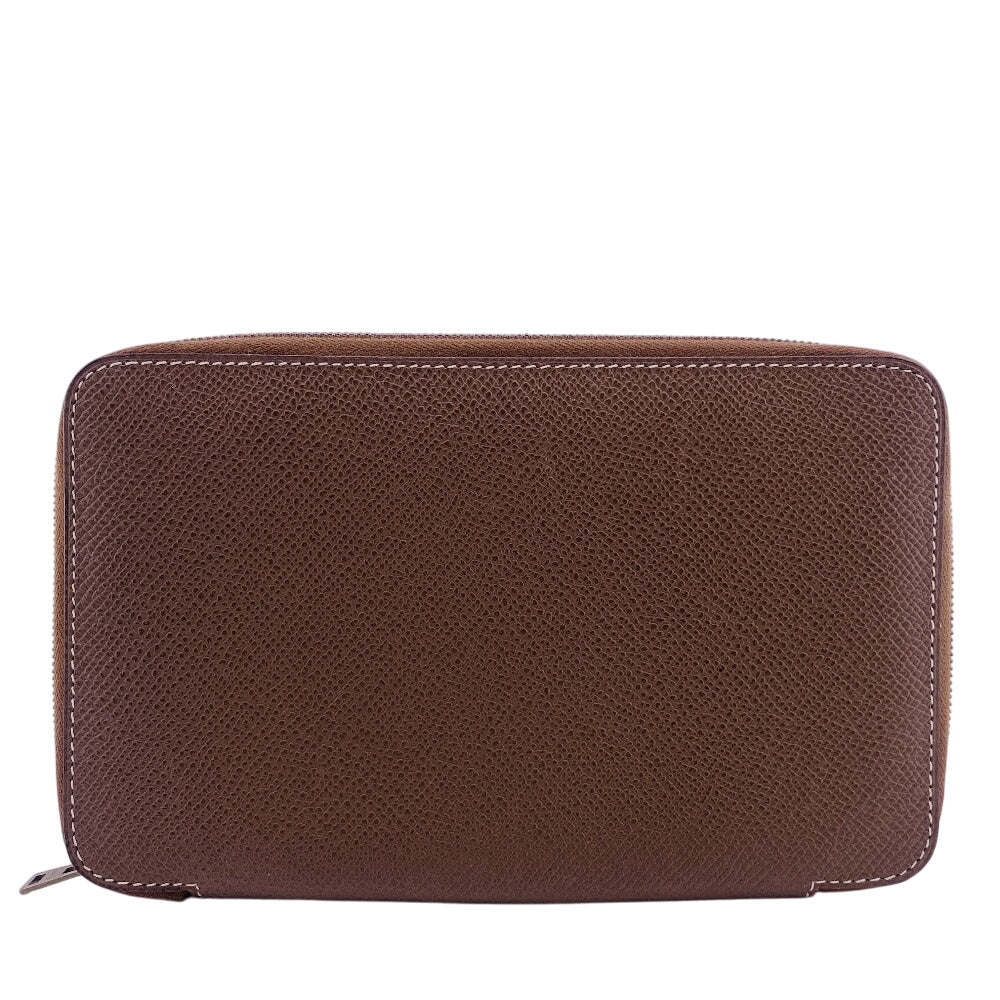 HERMES Long Wallet Purse leather gray Vision Epsom agenda Women