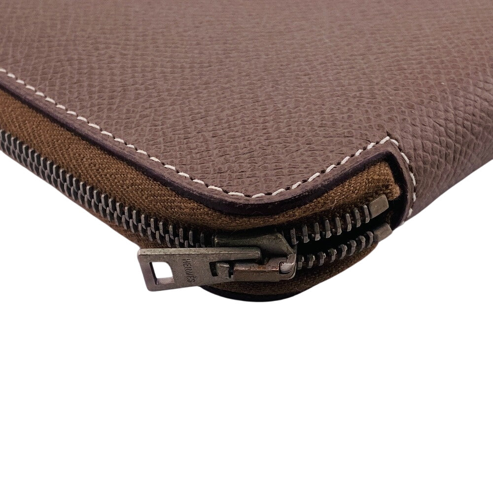 HERMES Long Wallet Purse leather gray Vision Epsom agenda Women