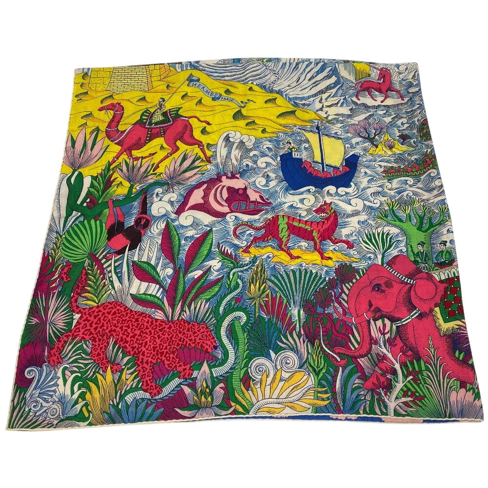 HERMES Stall Cashmere, Silk multicolor Carre Jean 140 Blue iris Cosmographia Universalis unisex(Unisex)
