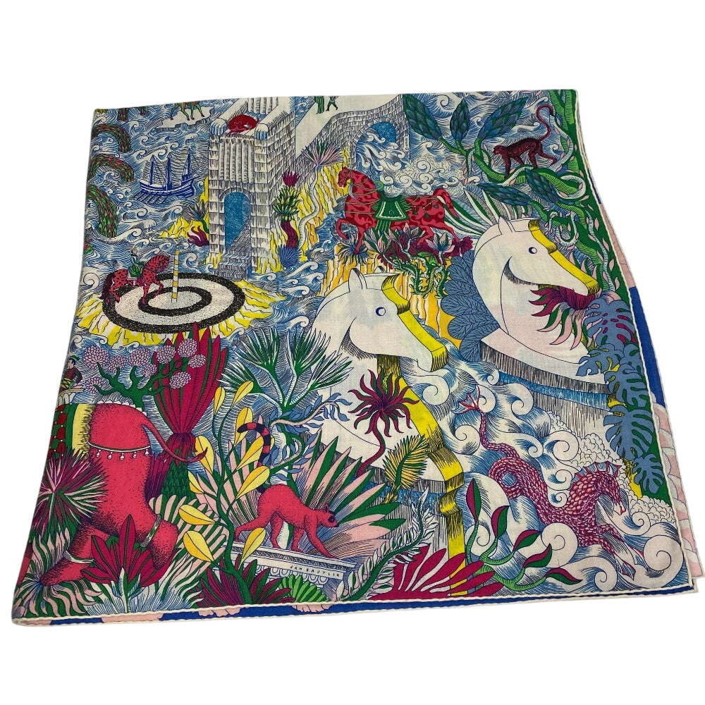 HERMES Stall Cashmere, Silk multicolor Carre Jean 140 Blue iris Cosmographia Universalis unisex(Unisex)