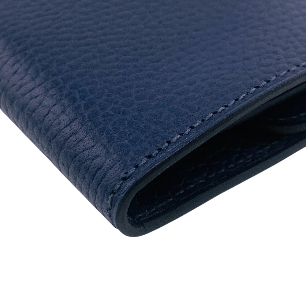 HERMES Long Wallet Purse leather Navy Compact wallet illiard compact Women