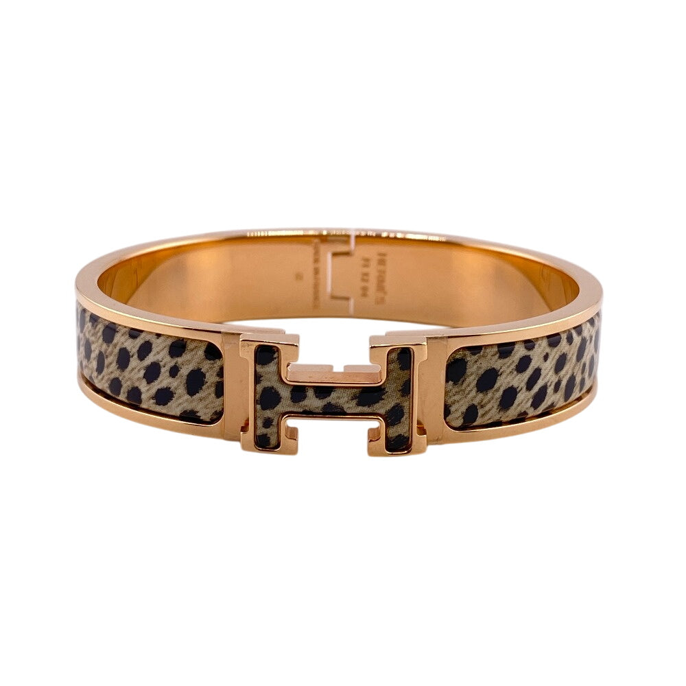 HERMES bracelet Gold Plated gold clicH Acinonyx jubatus