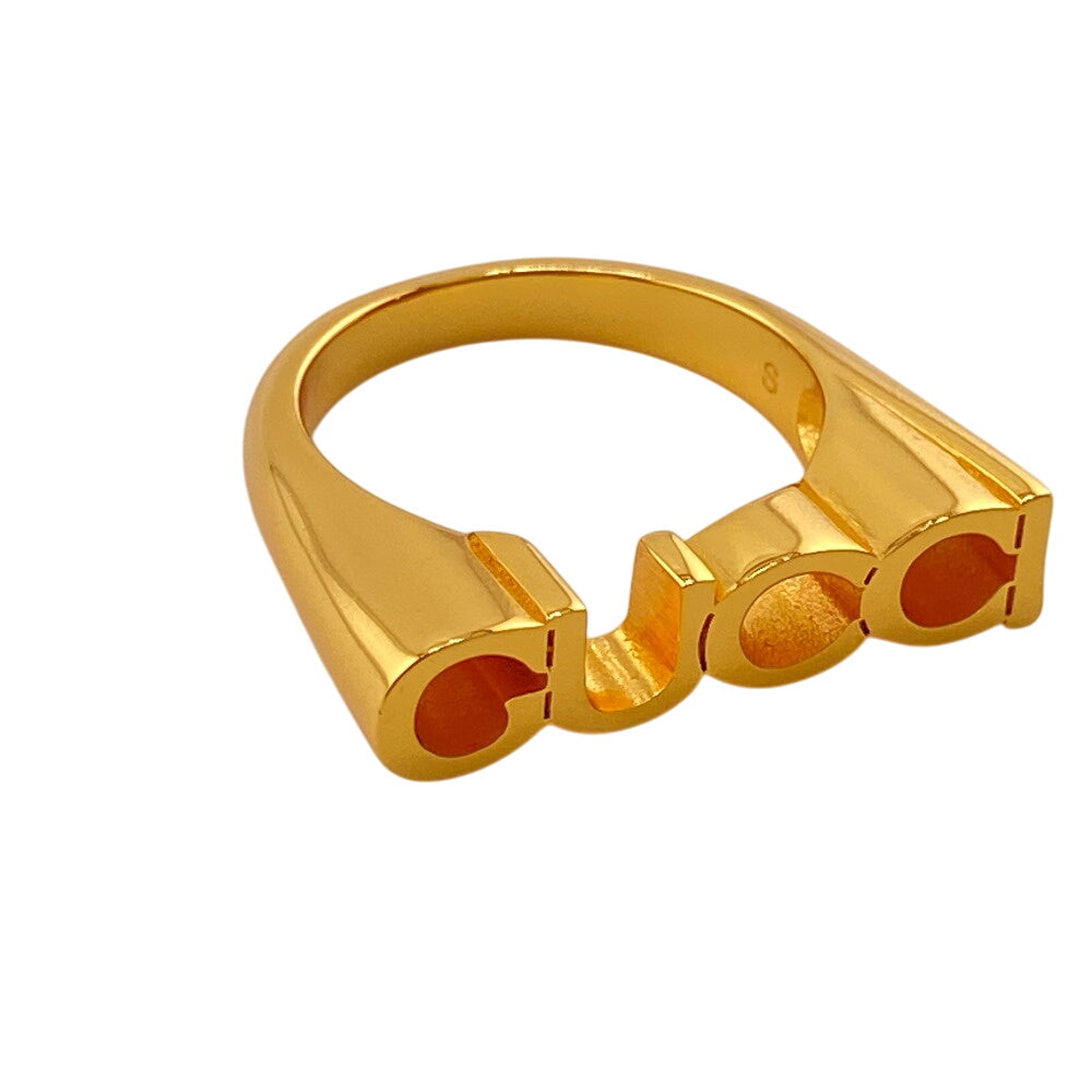 GUCCI Ring Gold Plated gold logo Women(Unisex) S