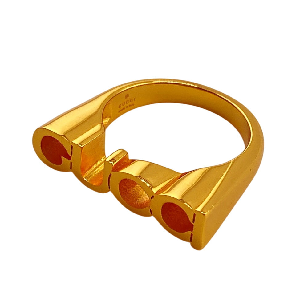 GUCCI Ring Gold Plated gold logo Women(Unisex) S