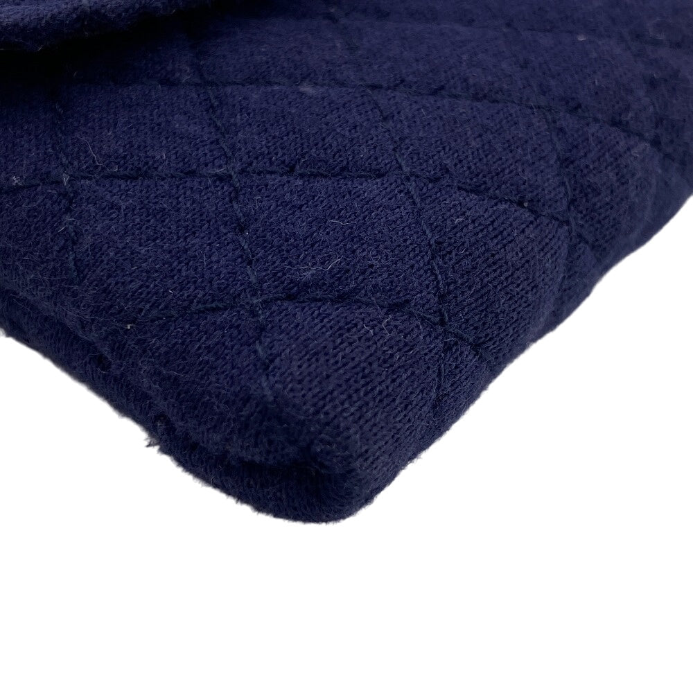 CHANEL Pouch cotton Navy Chained mini pouch Matrasse Women