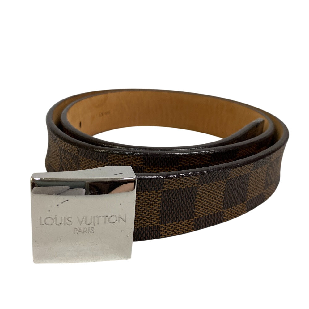 LOUIS VUITTON belt M6803 leather Brown Damier Sainteure Carre mens 85/34