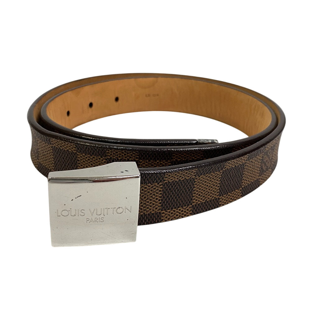 LOUIS VUITTON belt M6803 leather Brown Damier Sainteure Carre mens 85/34