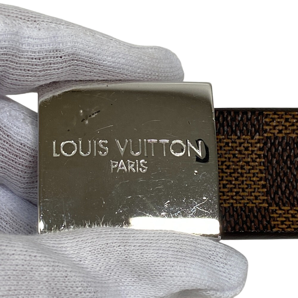 LOUIS VUITTON belt M6803 leather Brown Damier Sainteure Carre mens 85/34