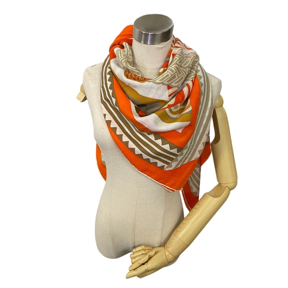HERMES Stall Cashmere, Silk Orange Fantaisie dEtriers Stirrup Fantasy Caregean Women