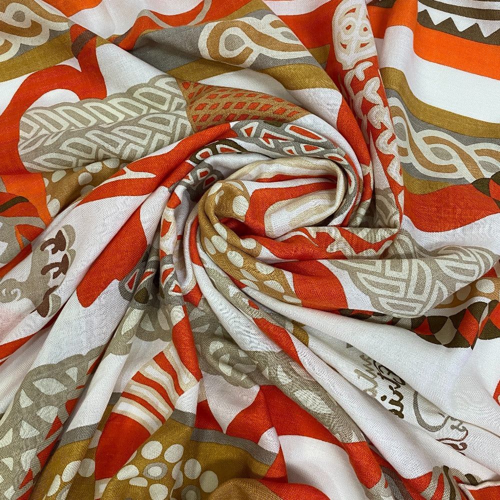 HERMES Stall Cashmere, Silk Orange Fantaisie dEtriers Stirrup Fantasy Caregean Women