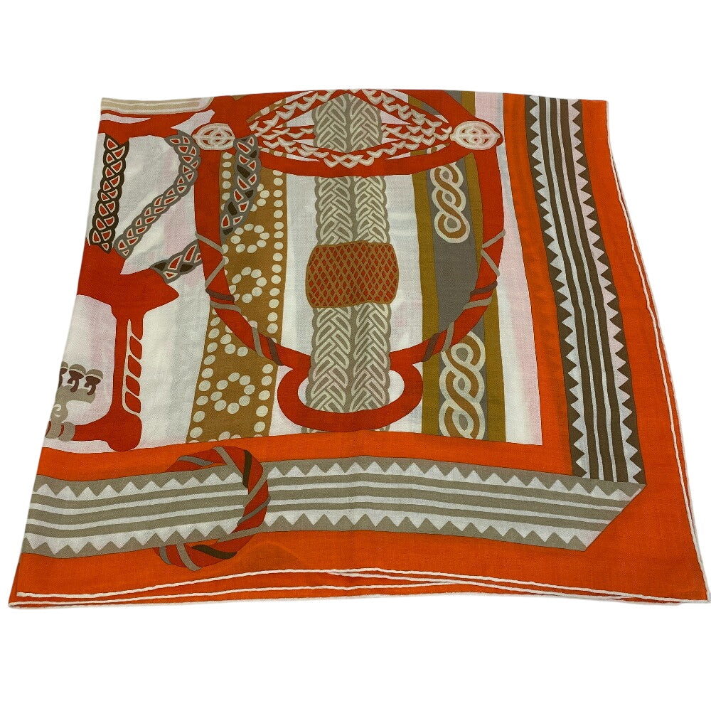 HERMES Stall Cashmere, Silk Orange Fantaisie dEtriers Stirrup Fantasy Caregean Women