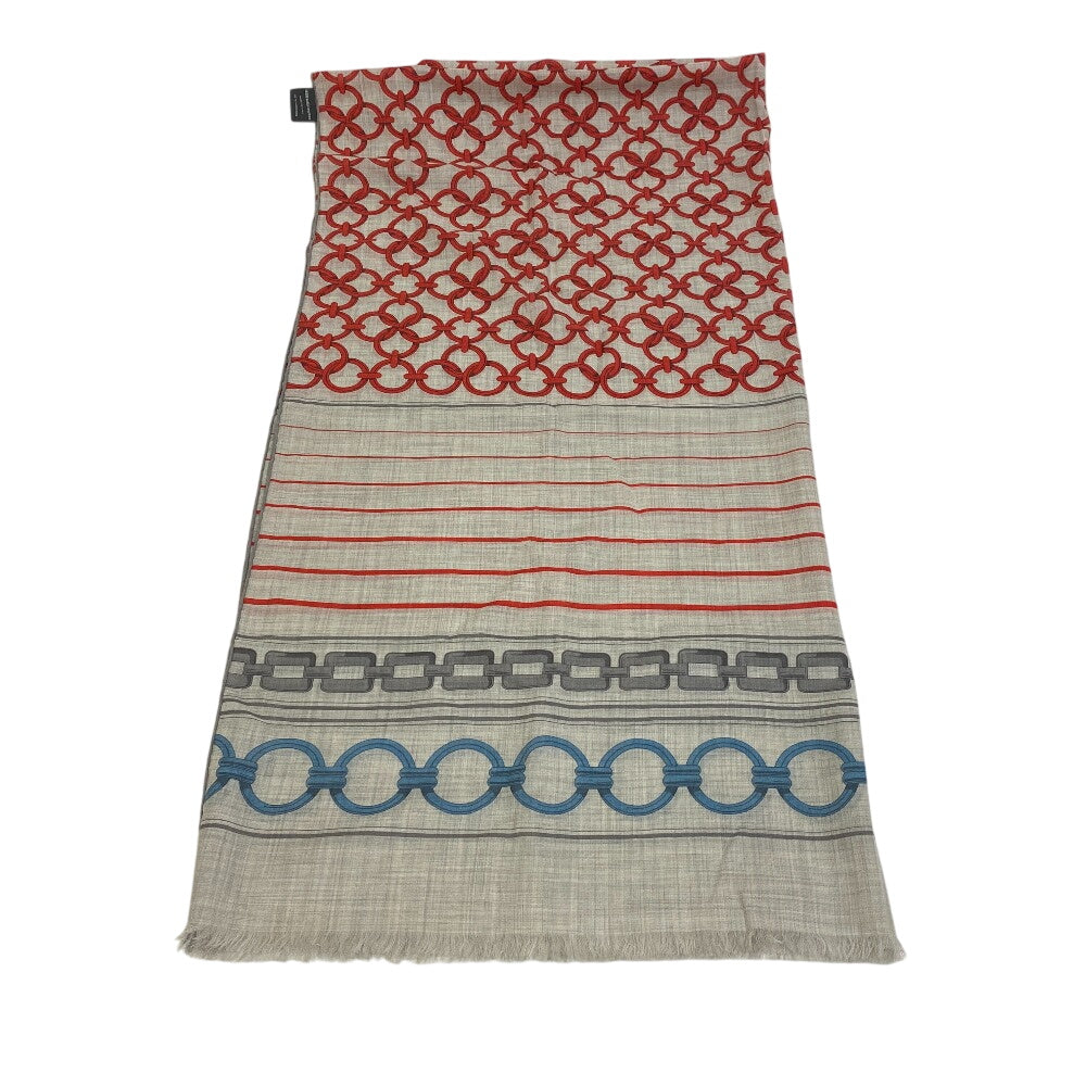 HERMES scarf silk gray Rectangles maillons and chaines Women