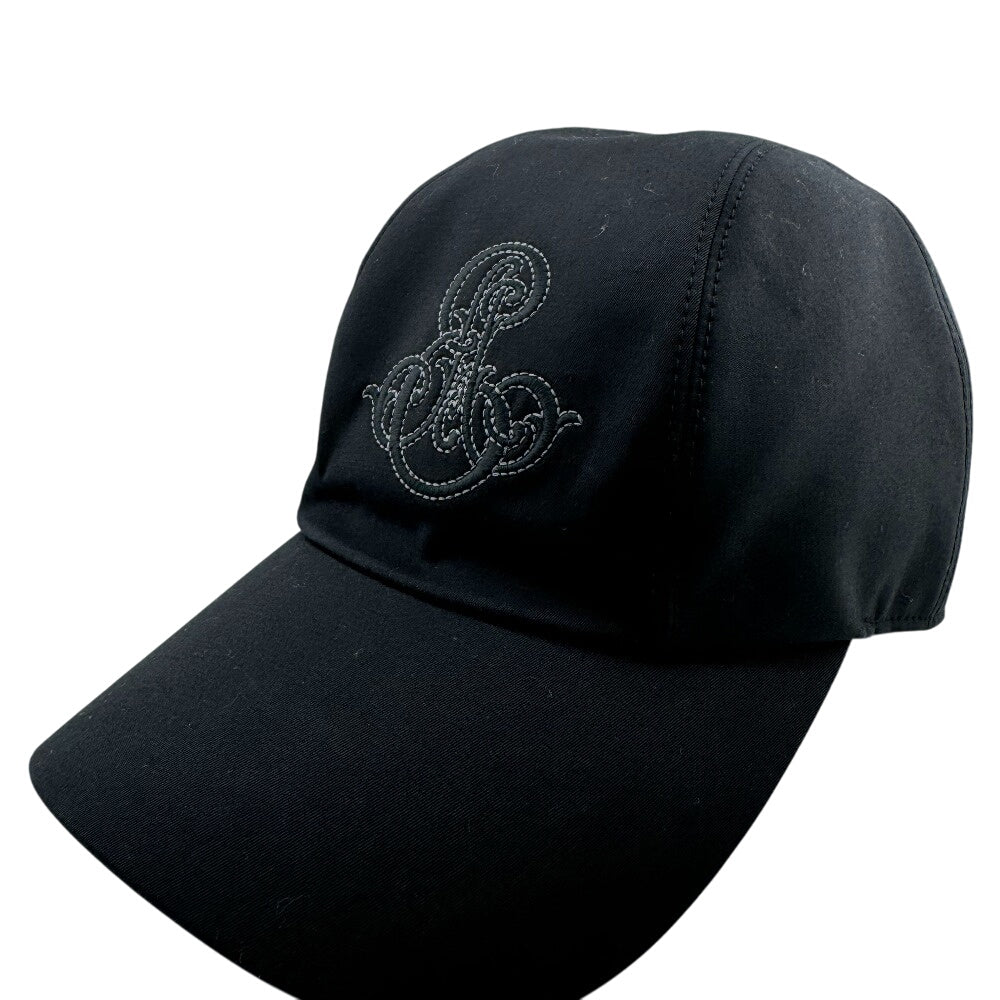 HERMES cap cotton black hat Emile Davis mens(Unisex)