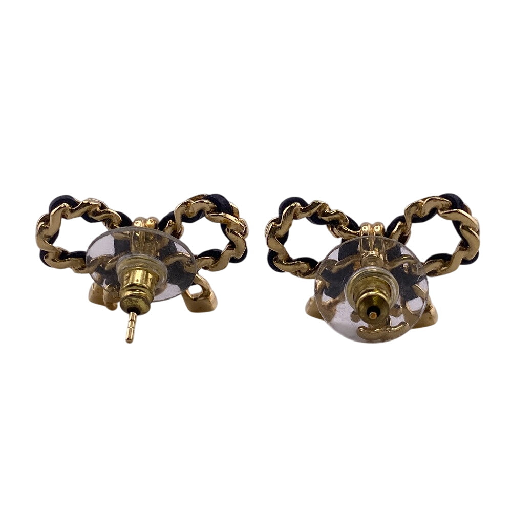 CHANEL Pierce Gold Plated gold COCO Mark Ribbon Women