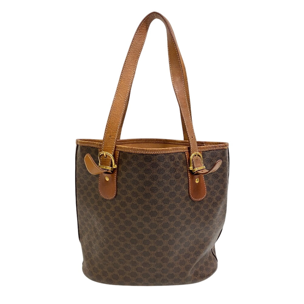 CELINE Tote Bag leather Brown bucket Macadam Women