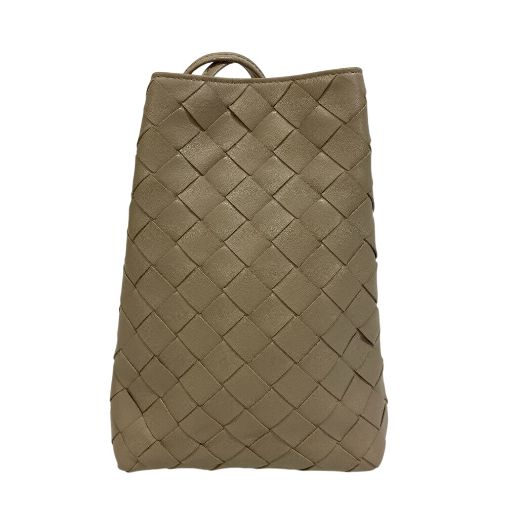 BOTTEGAVENETA Shoulder Bag leather beige Pouch drawstring INTRECCIATO Women