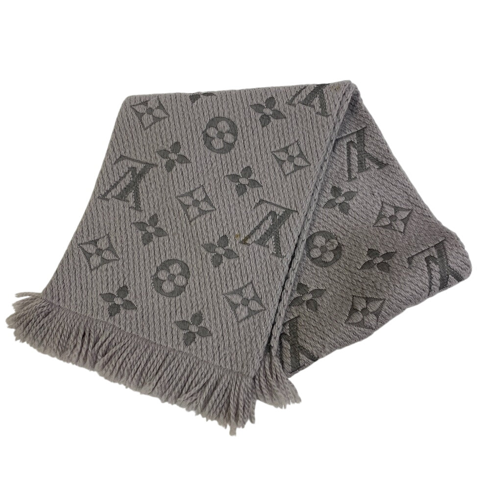 LOUIS VUITTON Scarf M74742 Wool, Silk gray Escalp Logo mania Women