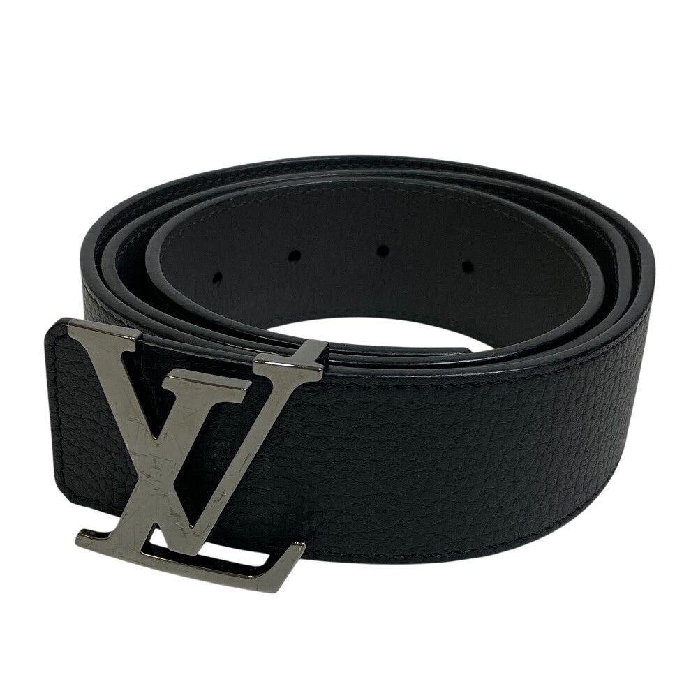 LOUIS VUITTON belt M0333 leather black LV initial reversible Saintur mens