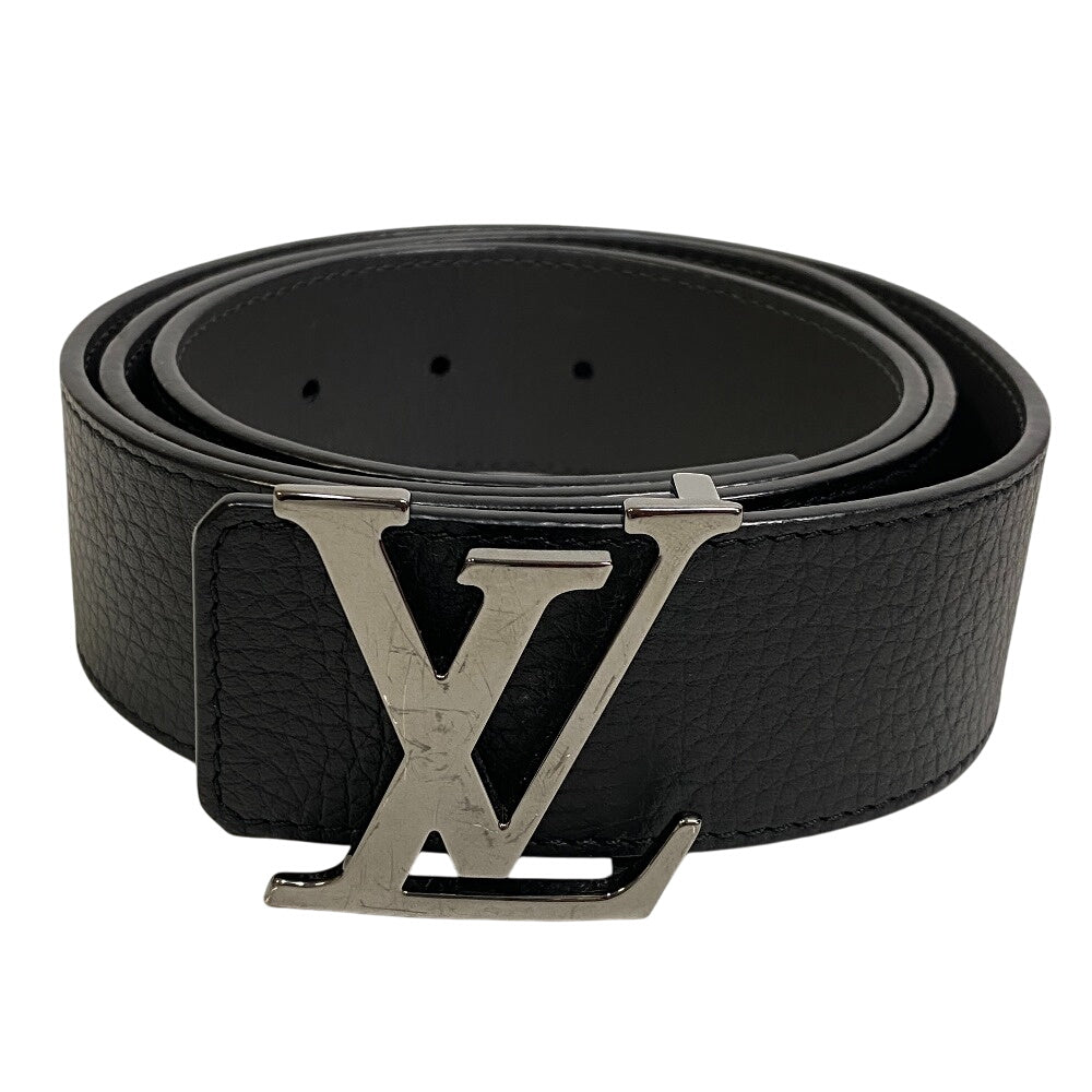 LOUIS VUITTON belt M0333 leather black LV initial reversible Saintur mens