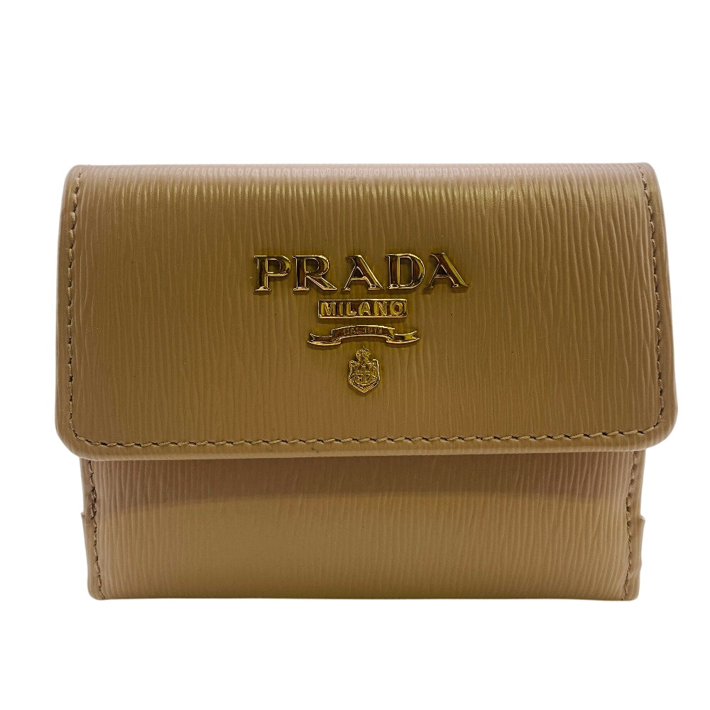 PRADA Bifold Wallet 1MH350 leather pink Compact Wallet W Hook Wallet logo Safiano Women
