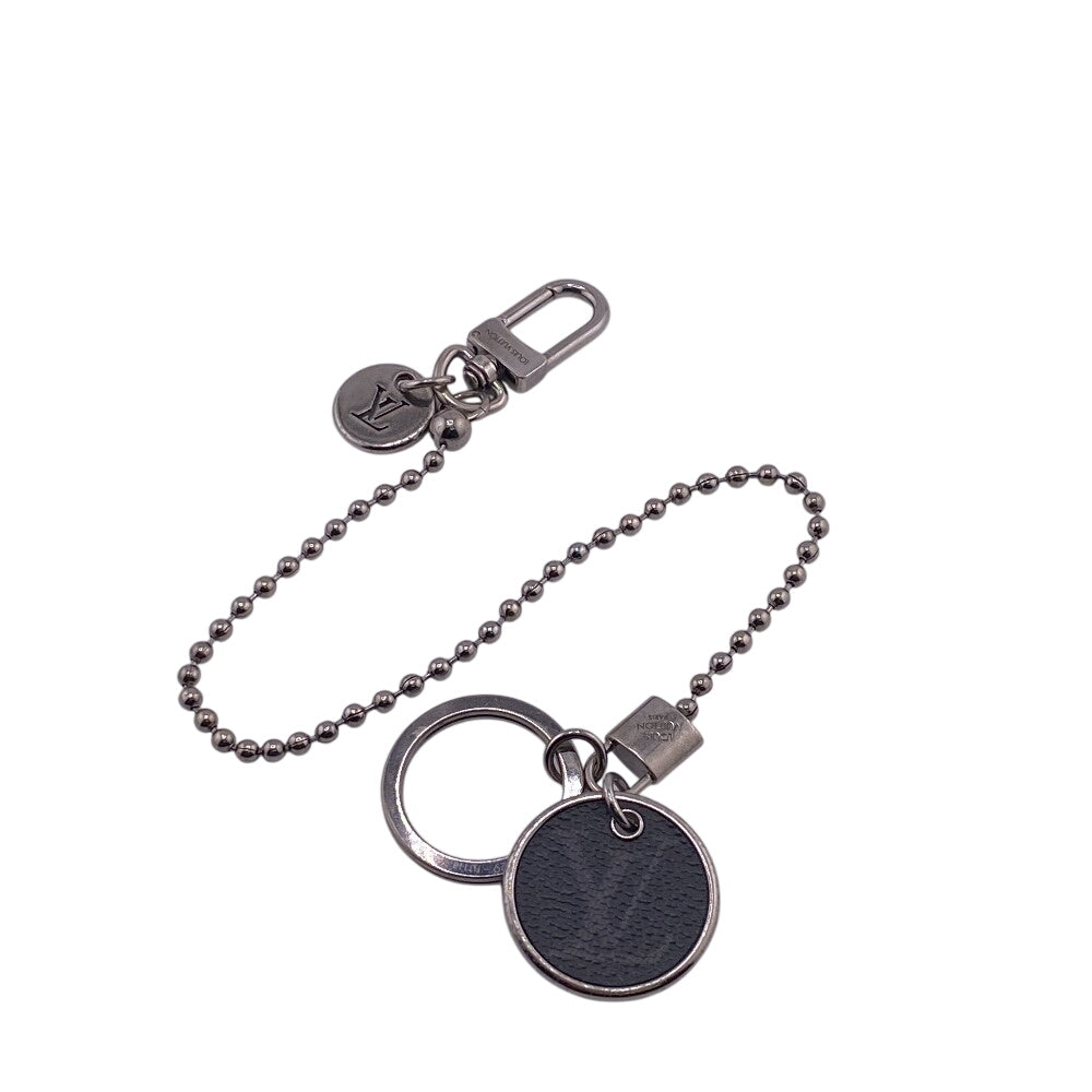 LOUIS VUITTON Key ring M63629 Metal, PVC Silver Monogram Eclipse Portocre Chenne