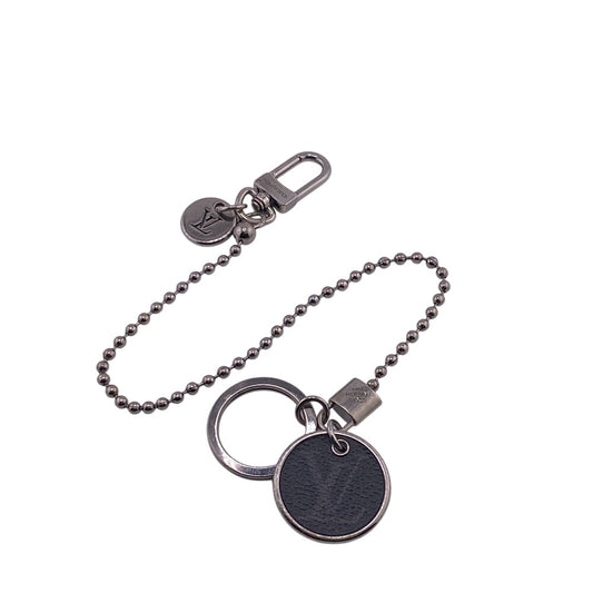 LOUIS VUITTON Key ring M63629 Metal, PVC Silver Monogram Eclipse Portocre Chenne