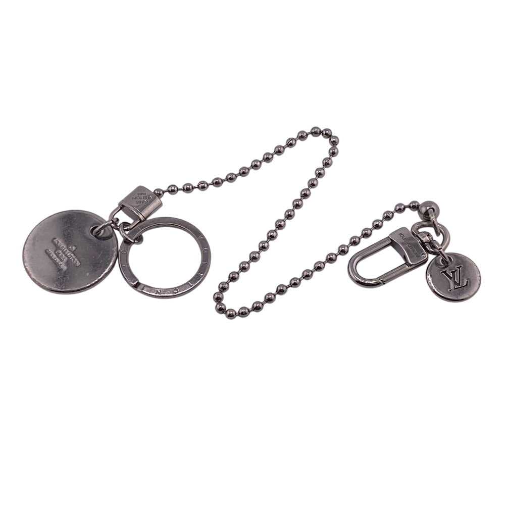 LOUIS VUITTON Key ring M63629 Metal, PVC Silver Monogram Eclipse Portocre Chenne