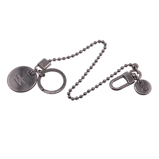 LOUIS VUITTON Key ring M63629 Metal, PVC Silver Monogram Eclipse Portocre Chenne