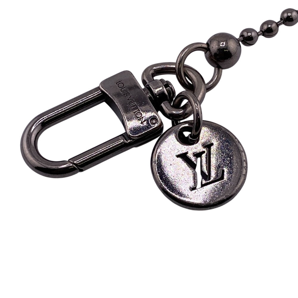 LOUIS VUITTON Key ring M63629 Metal, PVC Silver Monogram Eclipse Portocre Chenne