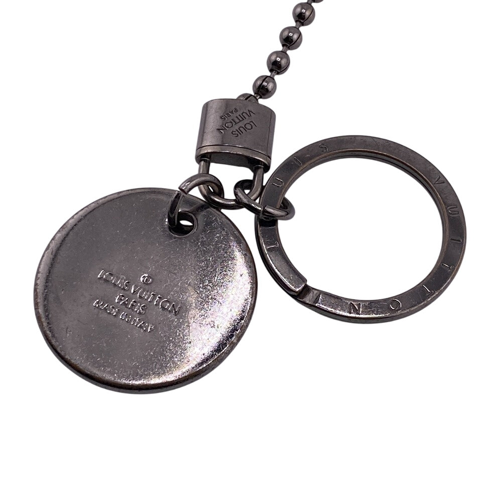LOUIS VUITTON Key ring M63629 Metal, PVC Silver Monogram Eclipse Portocre Chenne