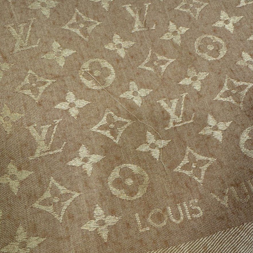 LOUIS VUITTON scarf M71338 Wool, Silk Brown shawl Monogram Women
