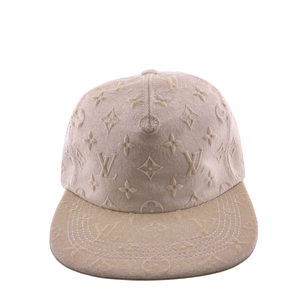 LOUIS VUITTON cap MP3421 polyester white baseball Monogrammed Velvet mens
