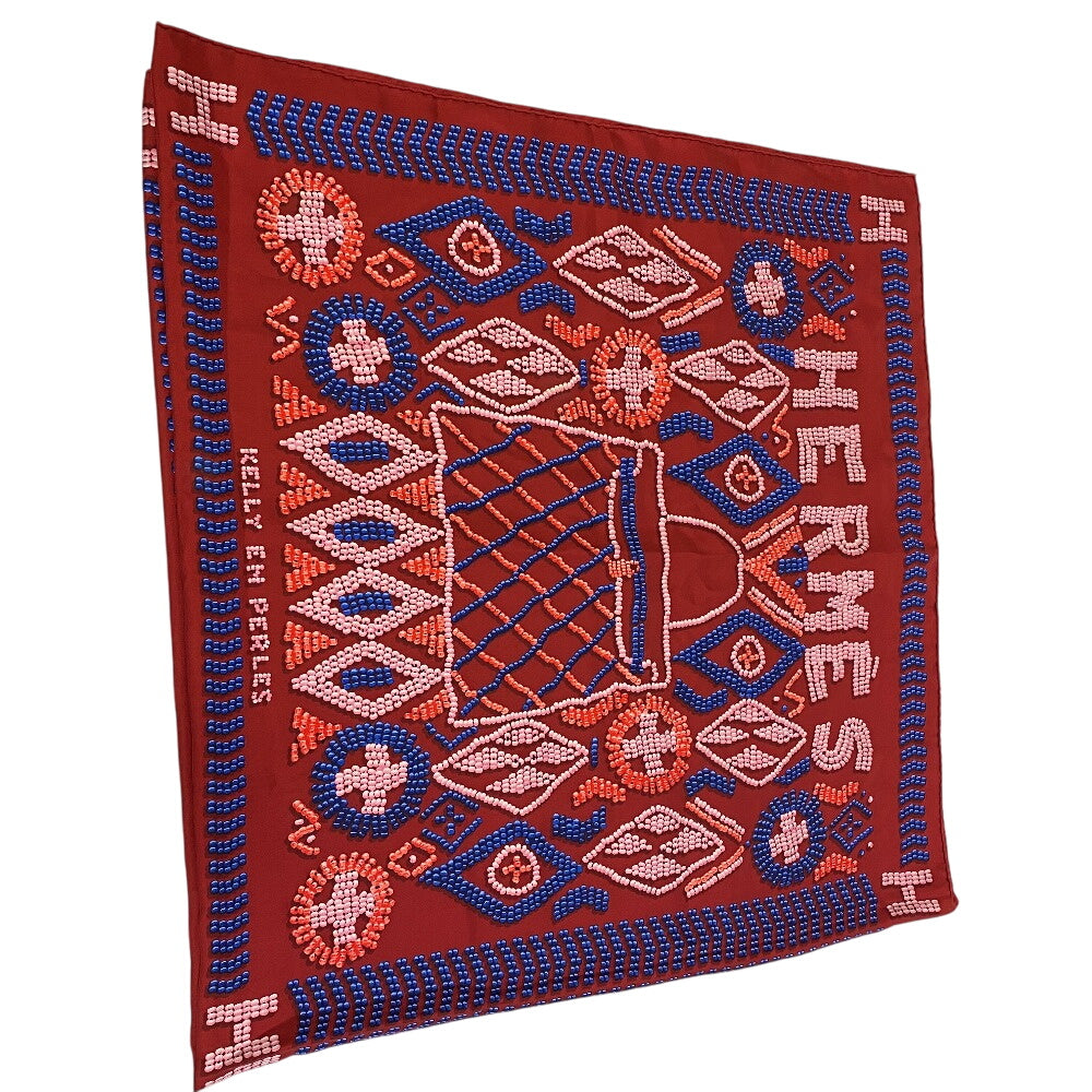 HERMES scarf silk Red KELLY EN PERLES Carre140 Women(Unisex)