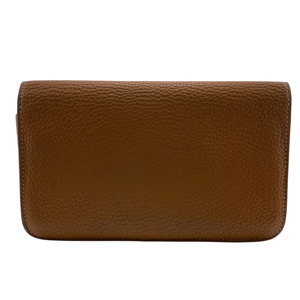 HERMES Long Wallet Purse Taurillon Clemence Brown duo Dogon GM Women