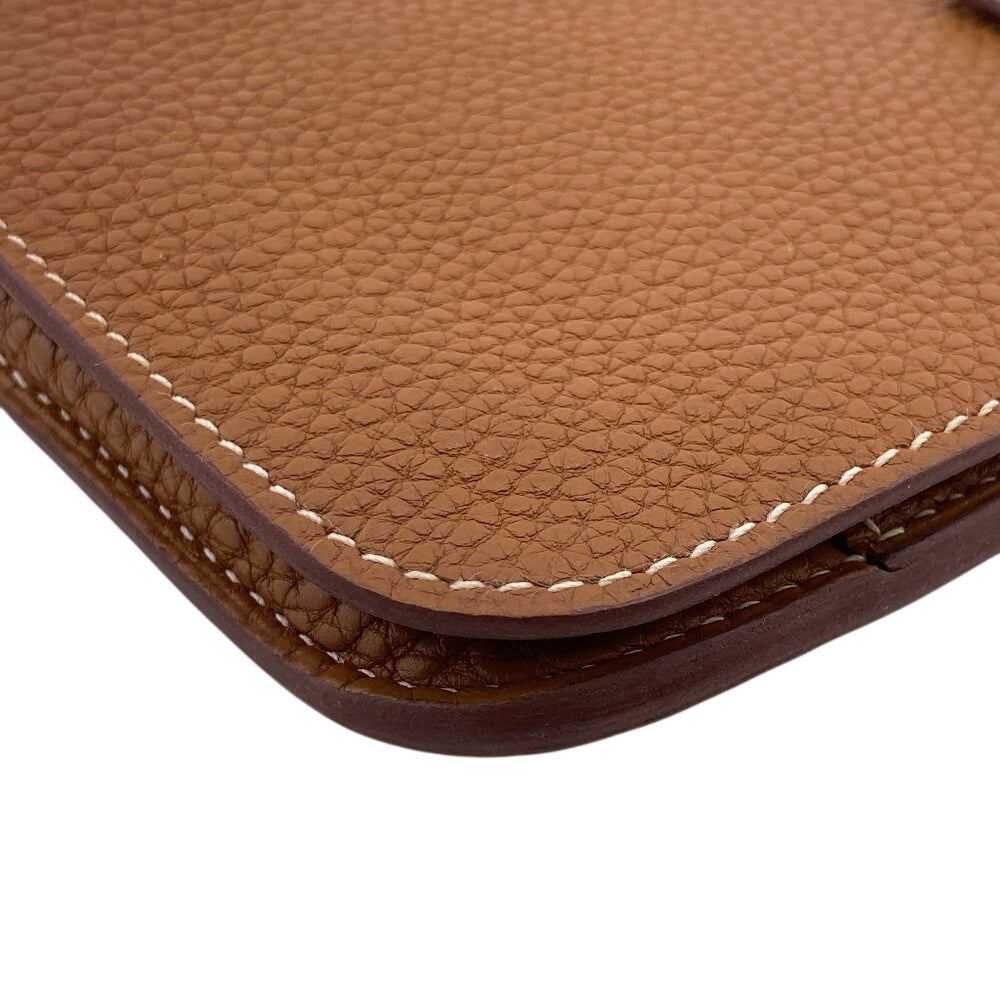 HERMES Long Wallet Purse Taurillon Clemence Brown duo Dogon GM Women