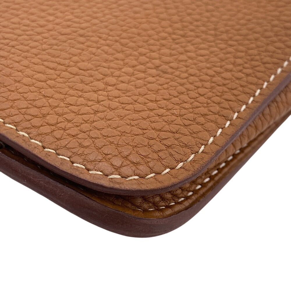 HERMES Long Wallet Purse Taurillon Clemence Brown duo Dogon GM Women