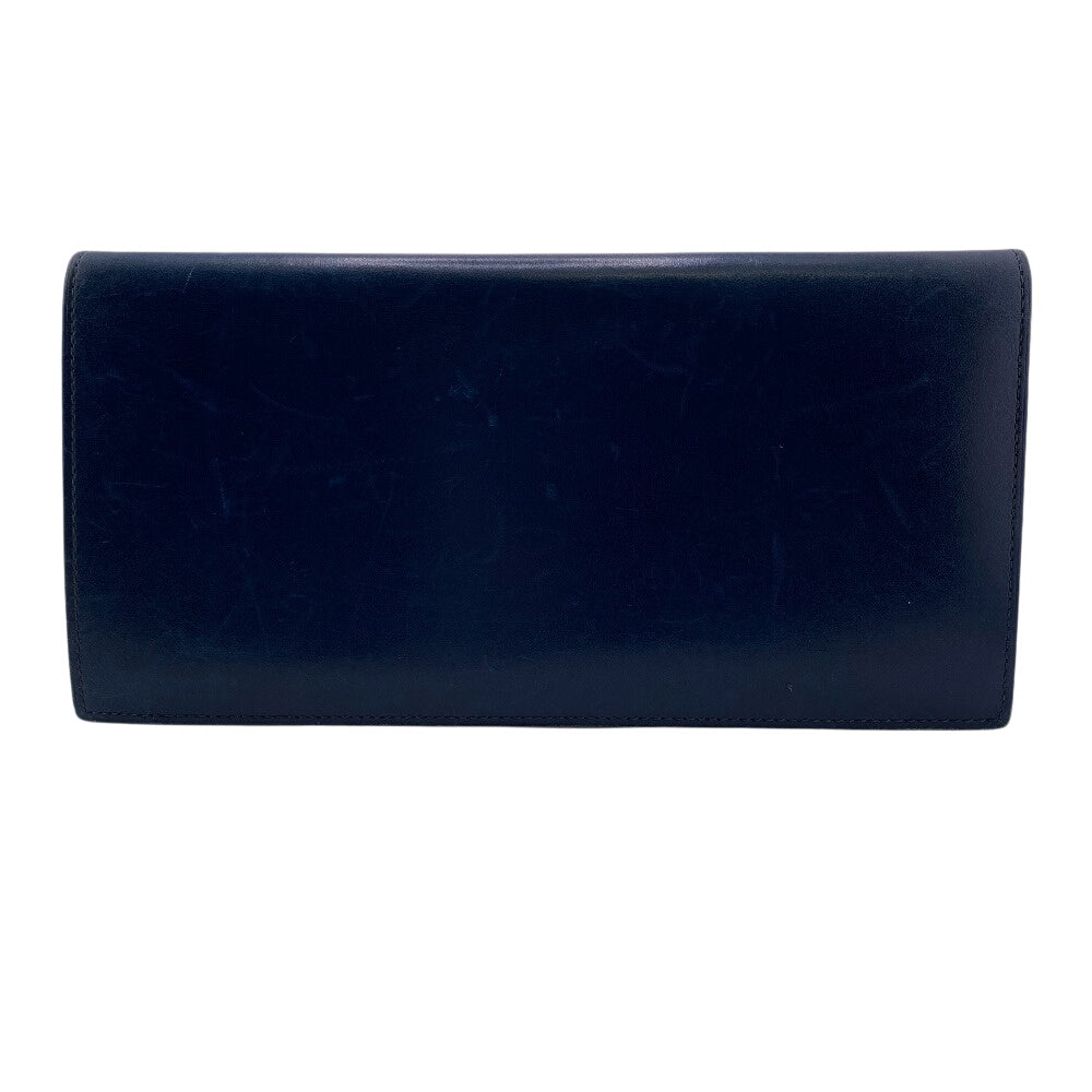 HERMES Bill Compartment leather Navy Bifold Wallet mens