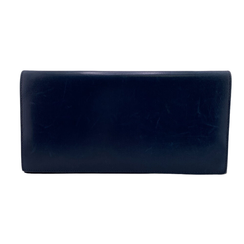 HERMES Bill Compartment leather Navy Bifold Wallet mens